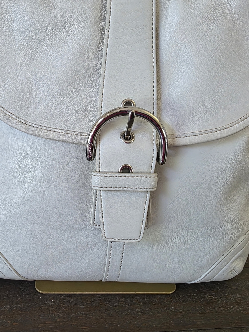 Coach Vintage Soho Large White Leather Convertible Crossbody Shoulder Bag Y2K - Picture 8 of 15